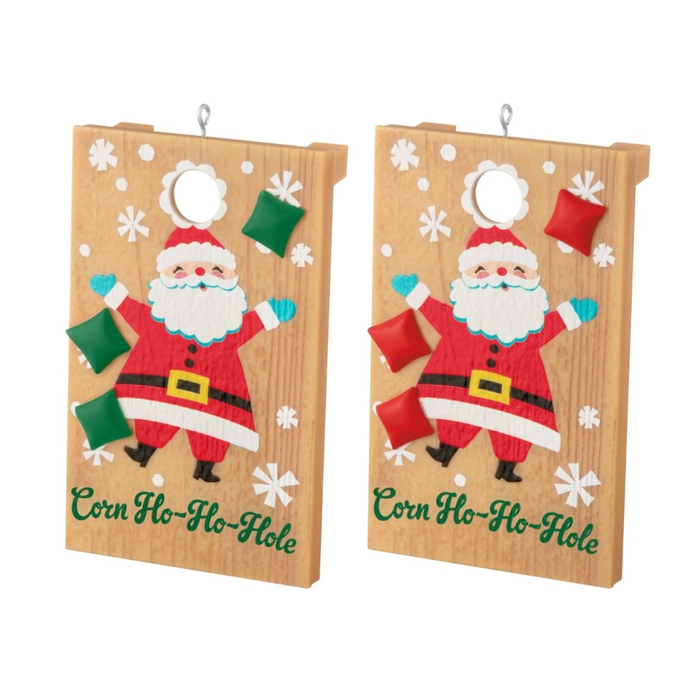 Hallmark Keepsake 2025 Corn Ho-Ho-Hole Santa Bean Bag Toss Ornaments Set of 2